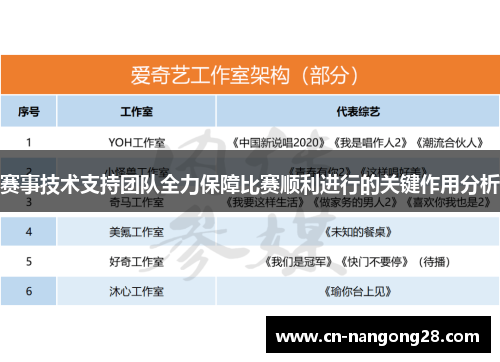 赛事技术支持团队全力保障比赛顺利进行的关键作用分析